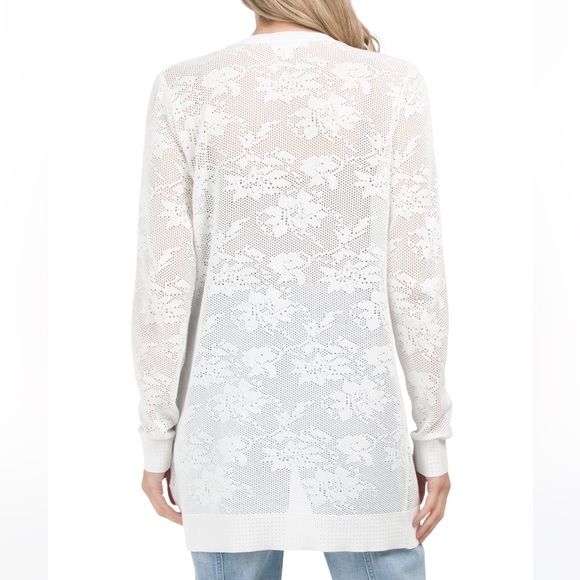 NEW RIO & RIAN Open Front Cardigan With Novelty Floral Stitch - Picture 3 of 4